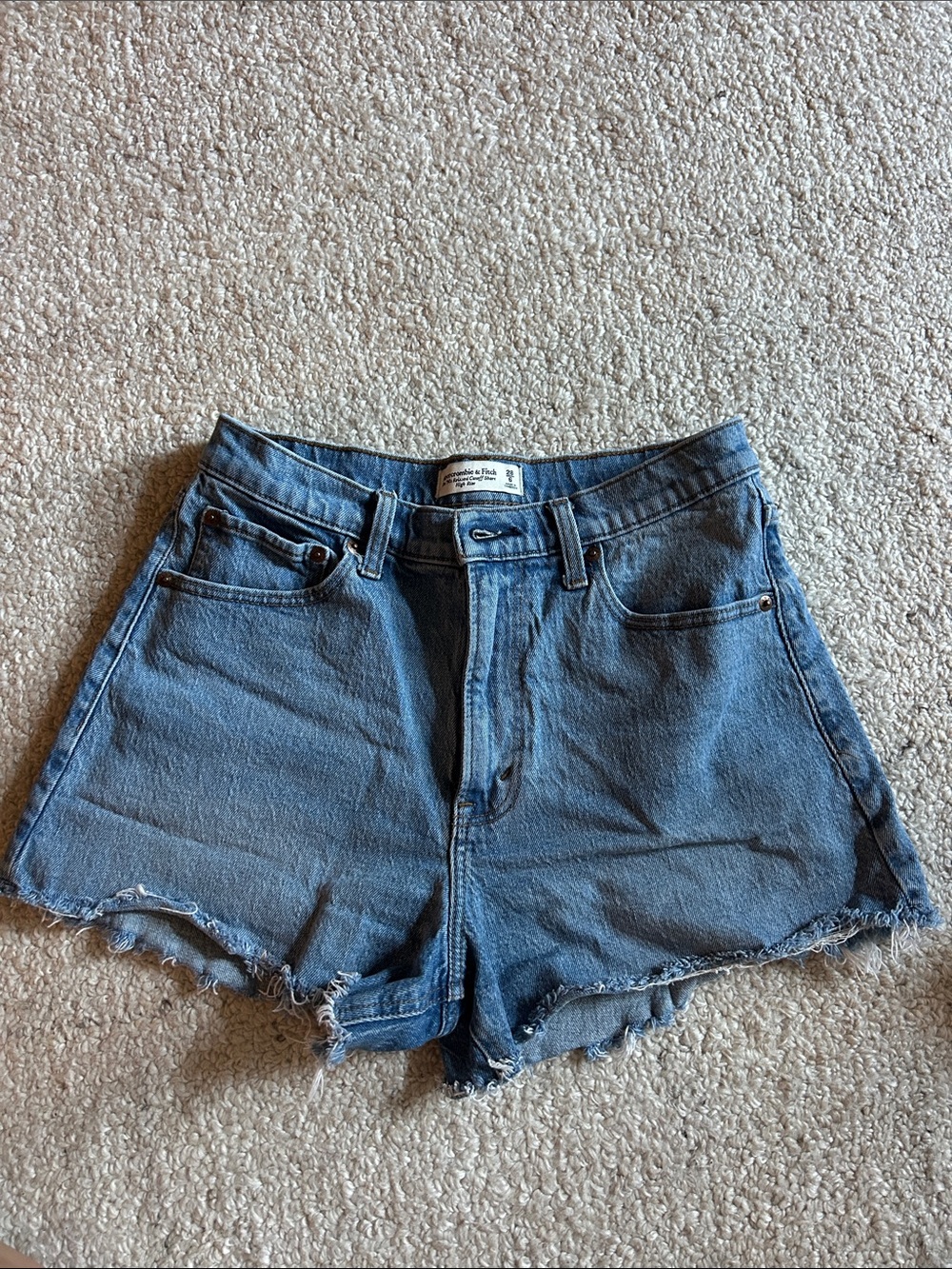 Abercrombie & Fitch Medium Blue 90s Relaxed Cutoff Shorts High Rise